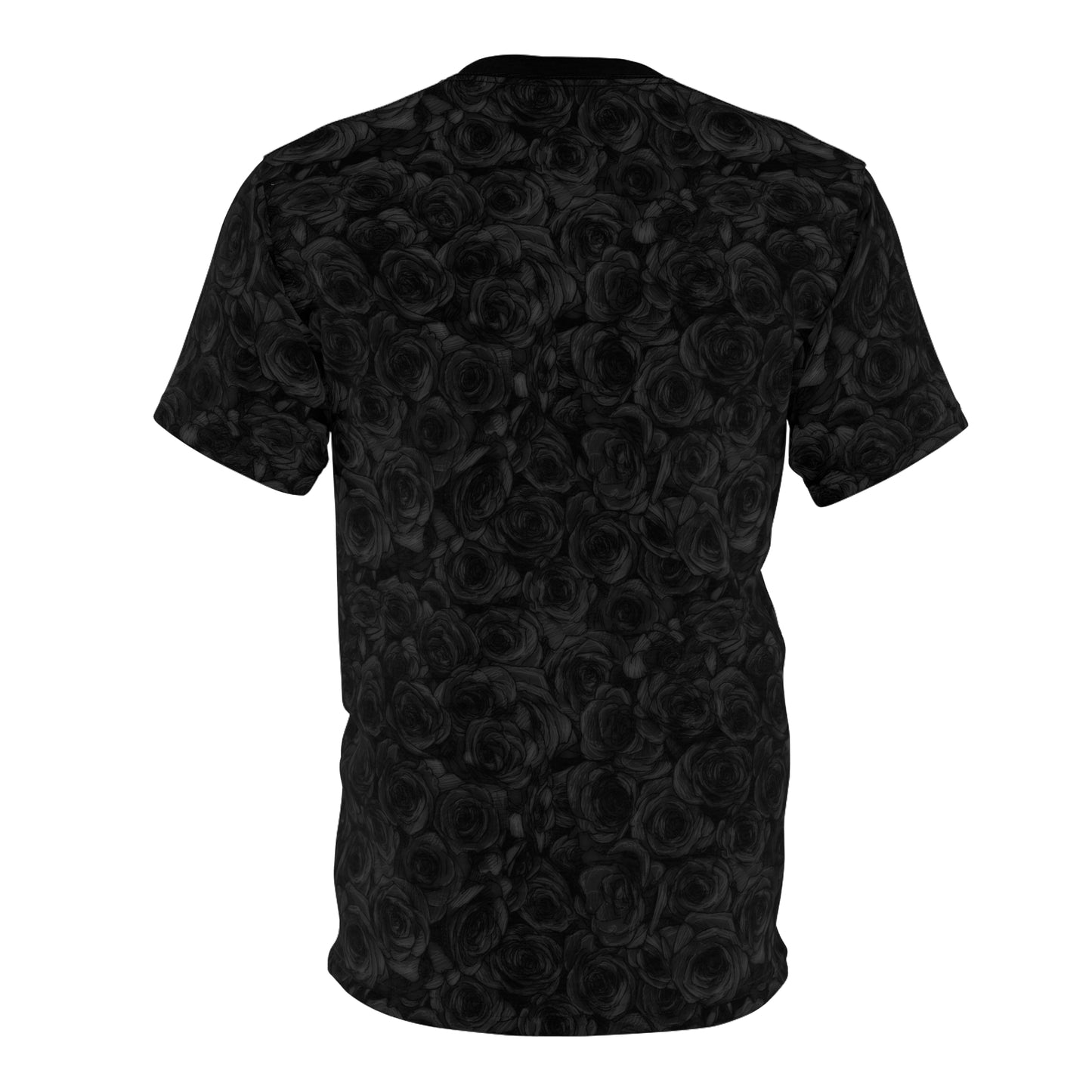 Black Rose Pattern Unisex Cut & Sew Tee (AOP)