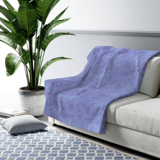 Blue Rose Sherpa Fleece Blanket Floral Lover Aesthetic Botanical Throw