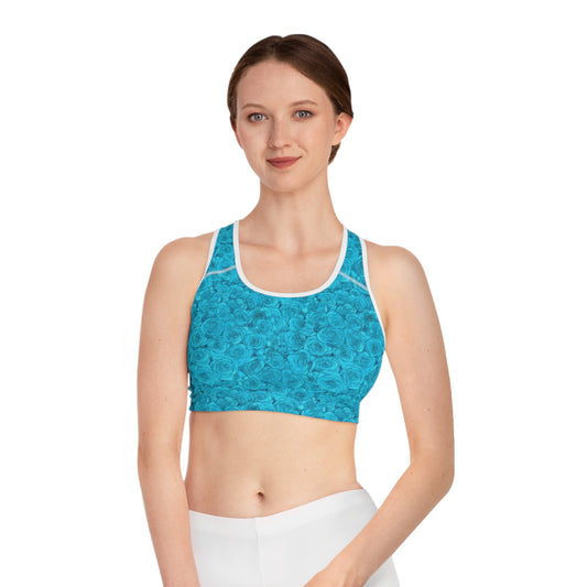 Turquoise Rose Sports Bra