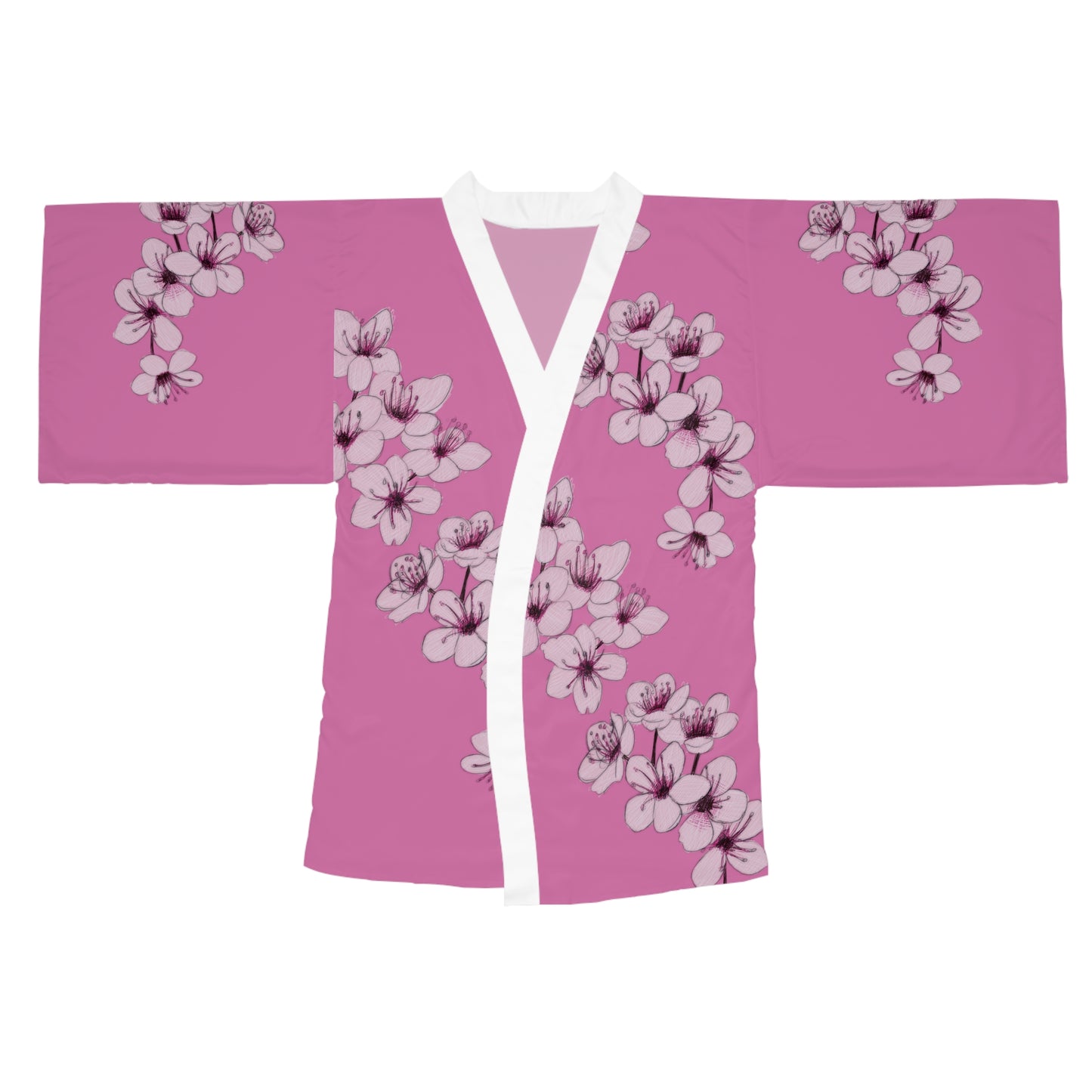 Cherry Blossom Pink Long Sleeve Kimono Robe (AOP)