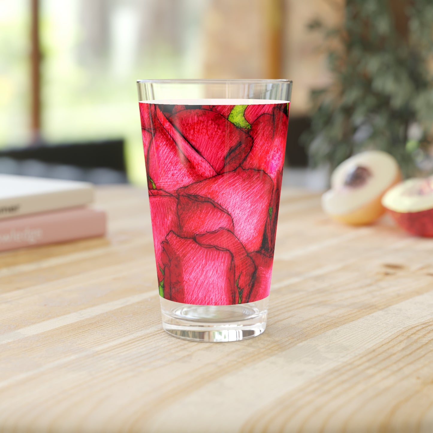 Rose Side Pint Glass, 16oz