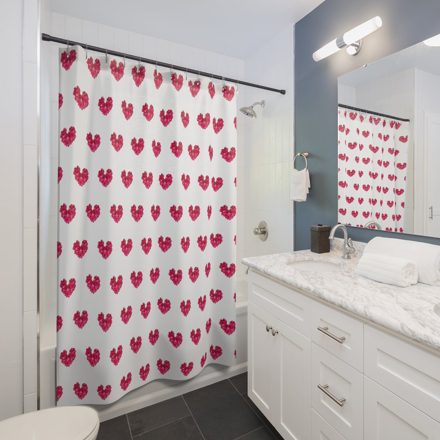 Heart Shaped Tropical Plant Pattern - Shower Curtains