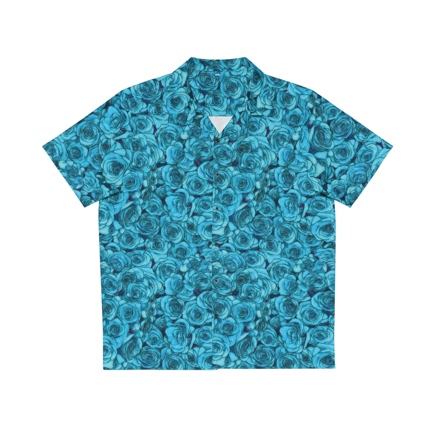 Turquoise Rose Flower Men's Hawaiian Shirt