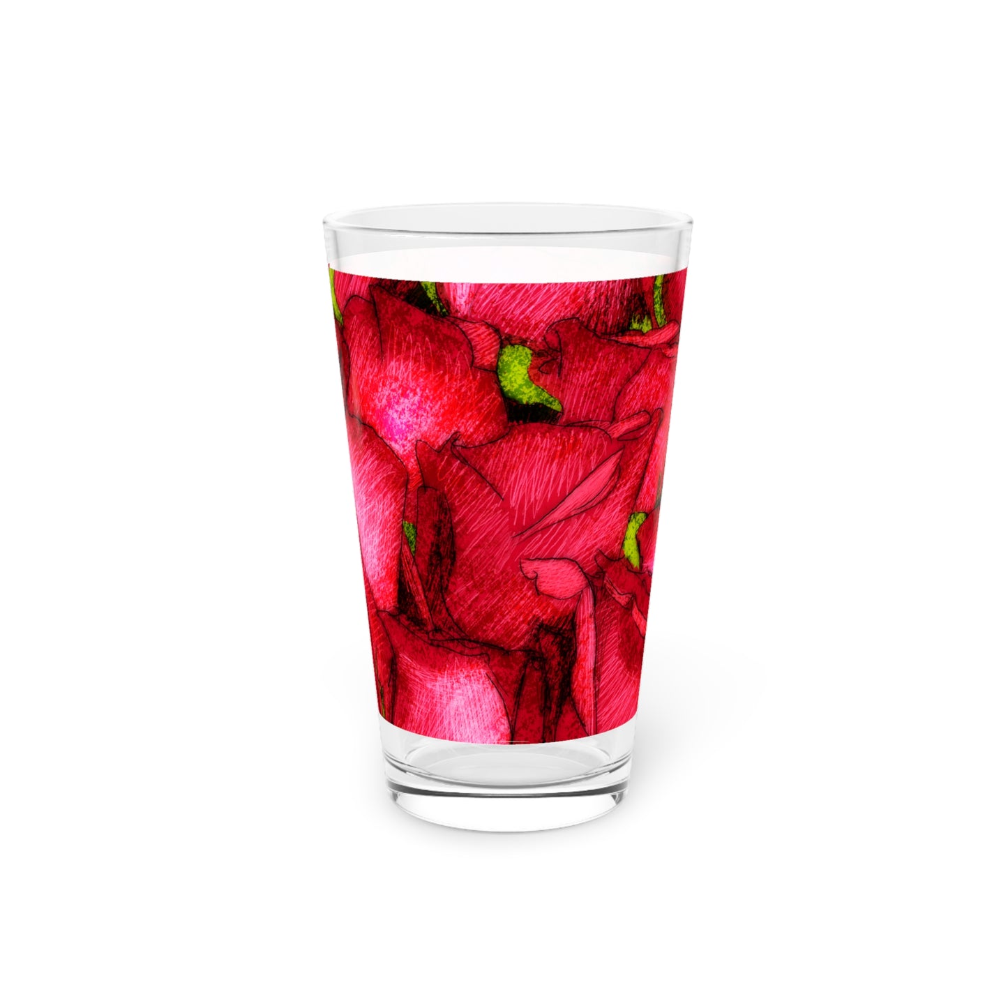 Rose Side Pint Glass, 16oz