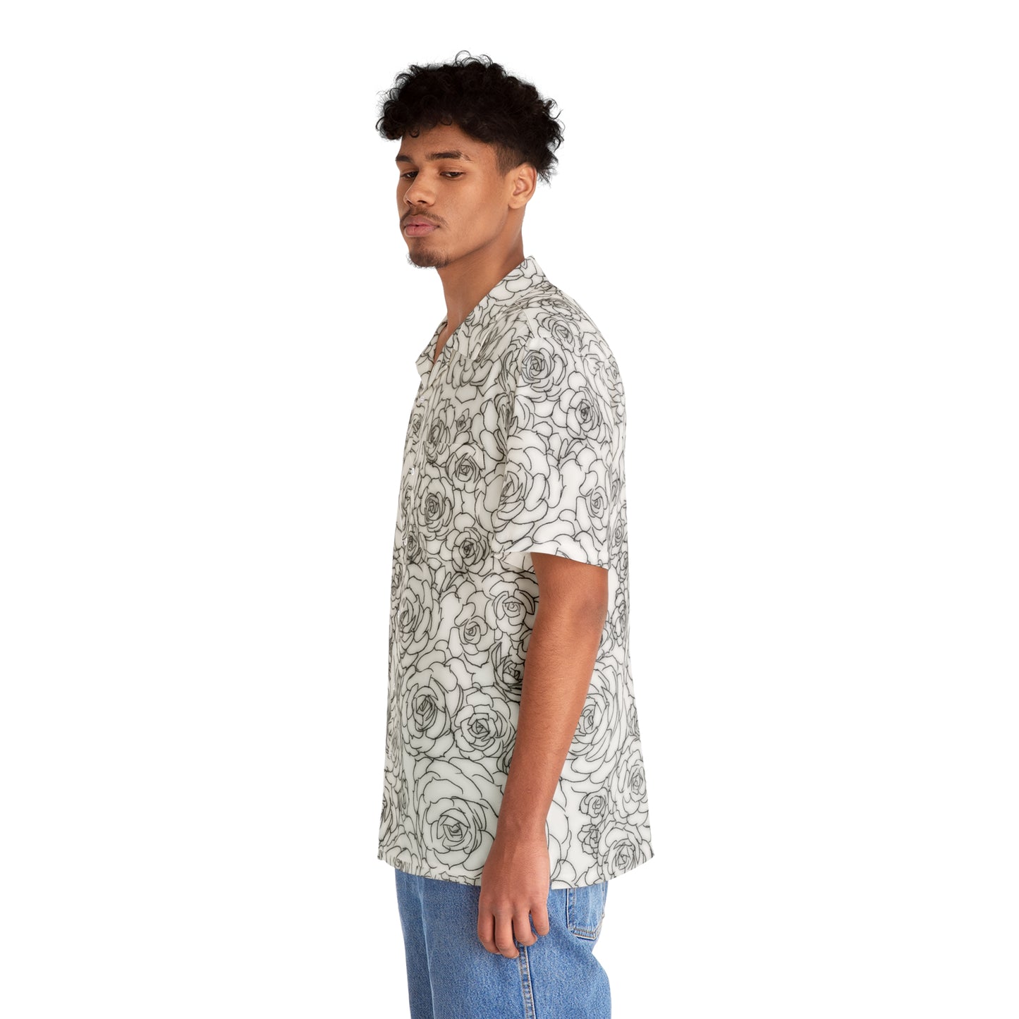 White Succulent Men's Hawaiian Shirt