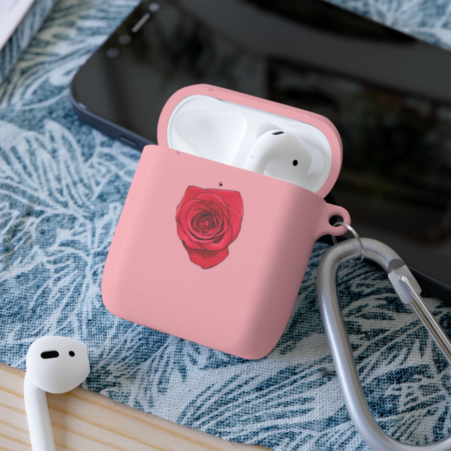 Rose Case Valentines Day Gift Idea for Her Cute Pink Rose AirPods and AirPods Pro Case Cover