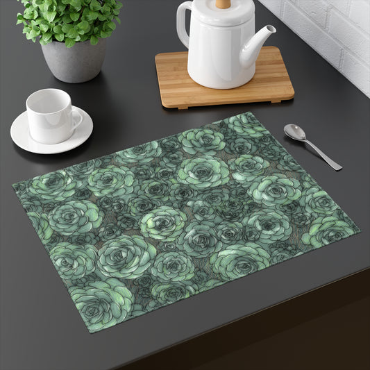 Succulent Pattern Placemat, 1pc Gardening Indoor Plant Lover Houseplant Gift Ideas Green Mat