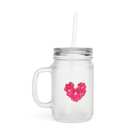 Heart Shaped Tropical Flower Mason Jar