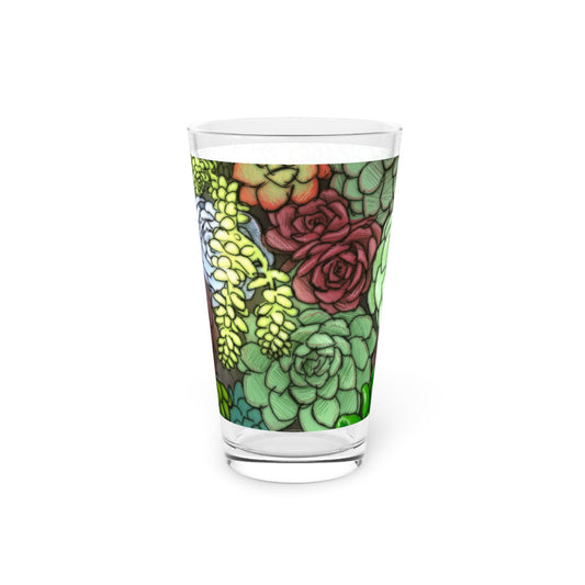 Succulent Pint Glass, 16oz