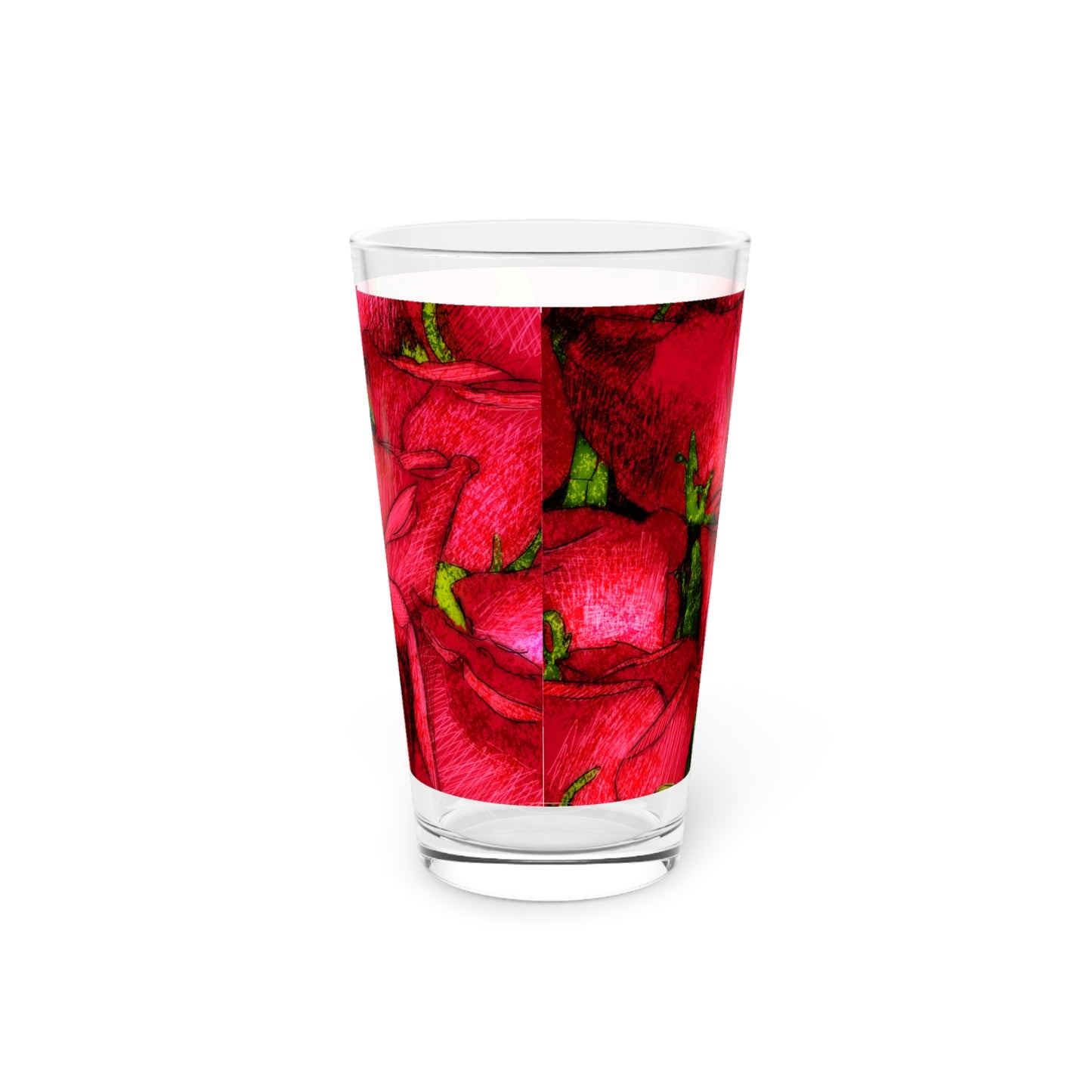 Rose Side Pint Glass, 16oz