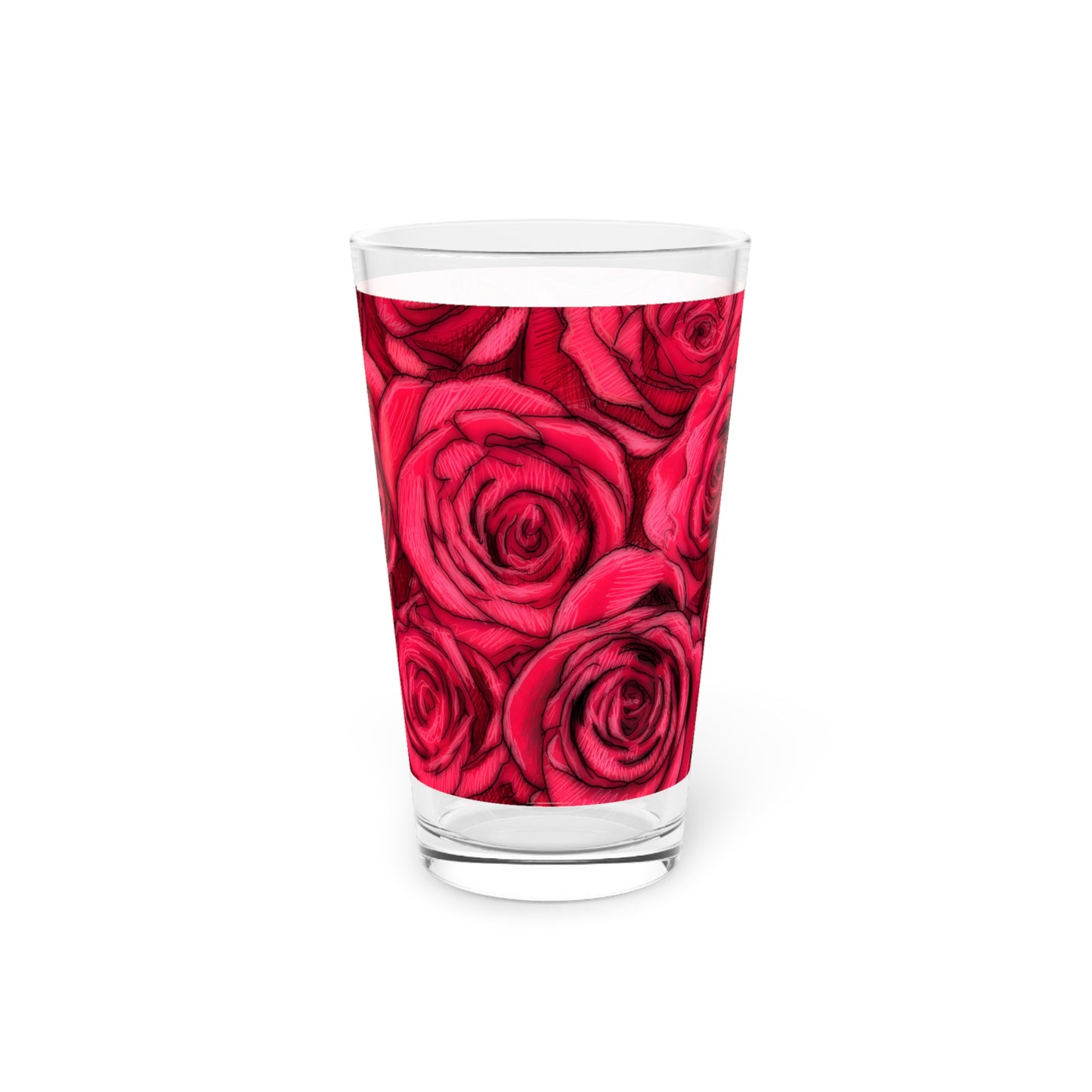 Rose Top Pattern Pint Glass, 16oz