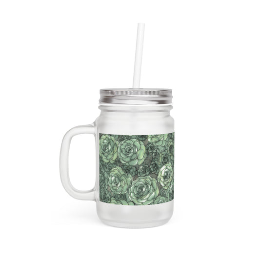 Succulent Pattern Mason Jar