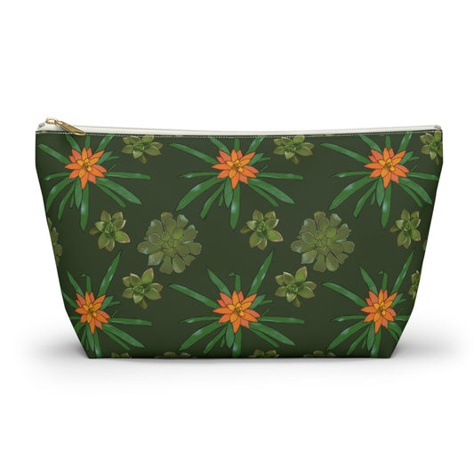 Succulent Pattern Accessory Pouch w T-bottom Makeup Bag