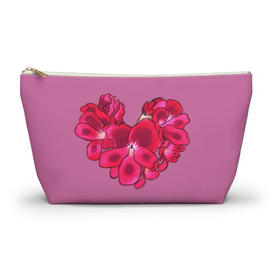 Heart Shaped Tropical Flower Accessory Pouch w T-bottom