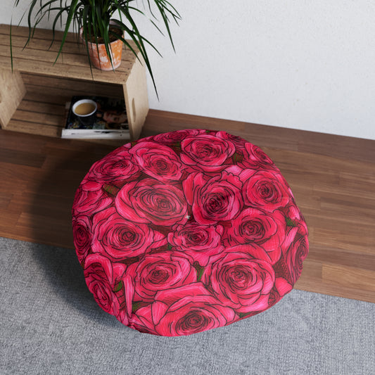 Rose Tufted Floor Pillow, Round