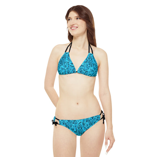 Turquoise Rose Strappy Bikini Set