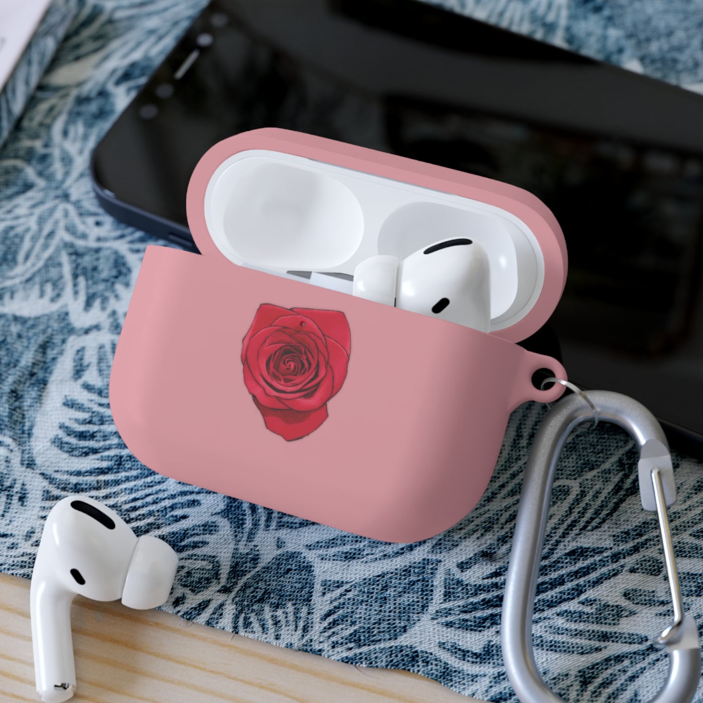 Rose Case Valentines Day Gift Idea for Her Cute Pink Rose AirPods and AirPods Pro Case Cover