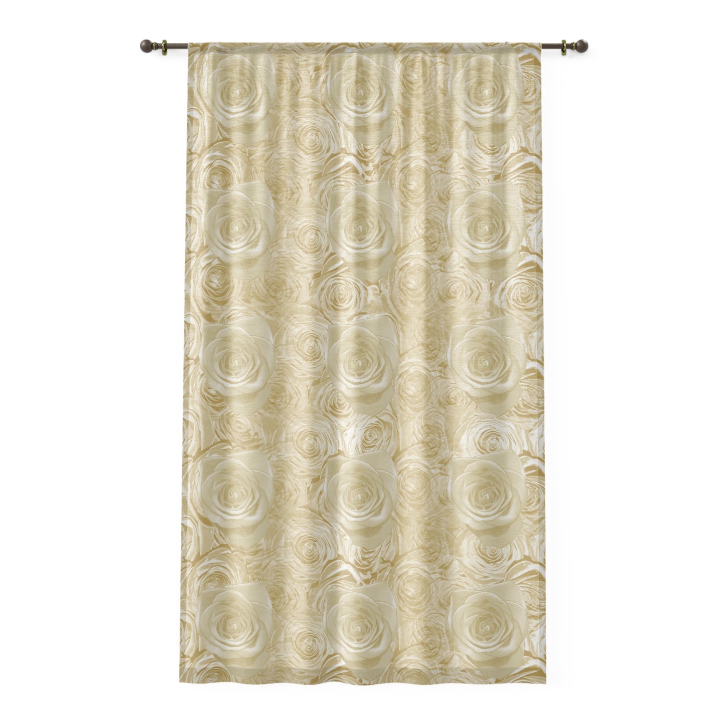 White Rose Window Curtain Floral Pattern Botanical Flower Aesthetic Lover Champagne Curtain