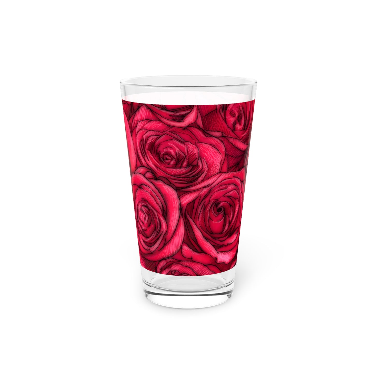 Rose Top Pattern Pint Glass, 16oz