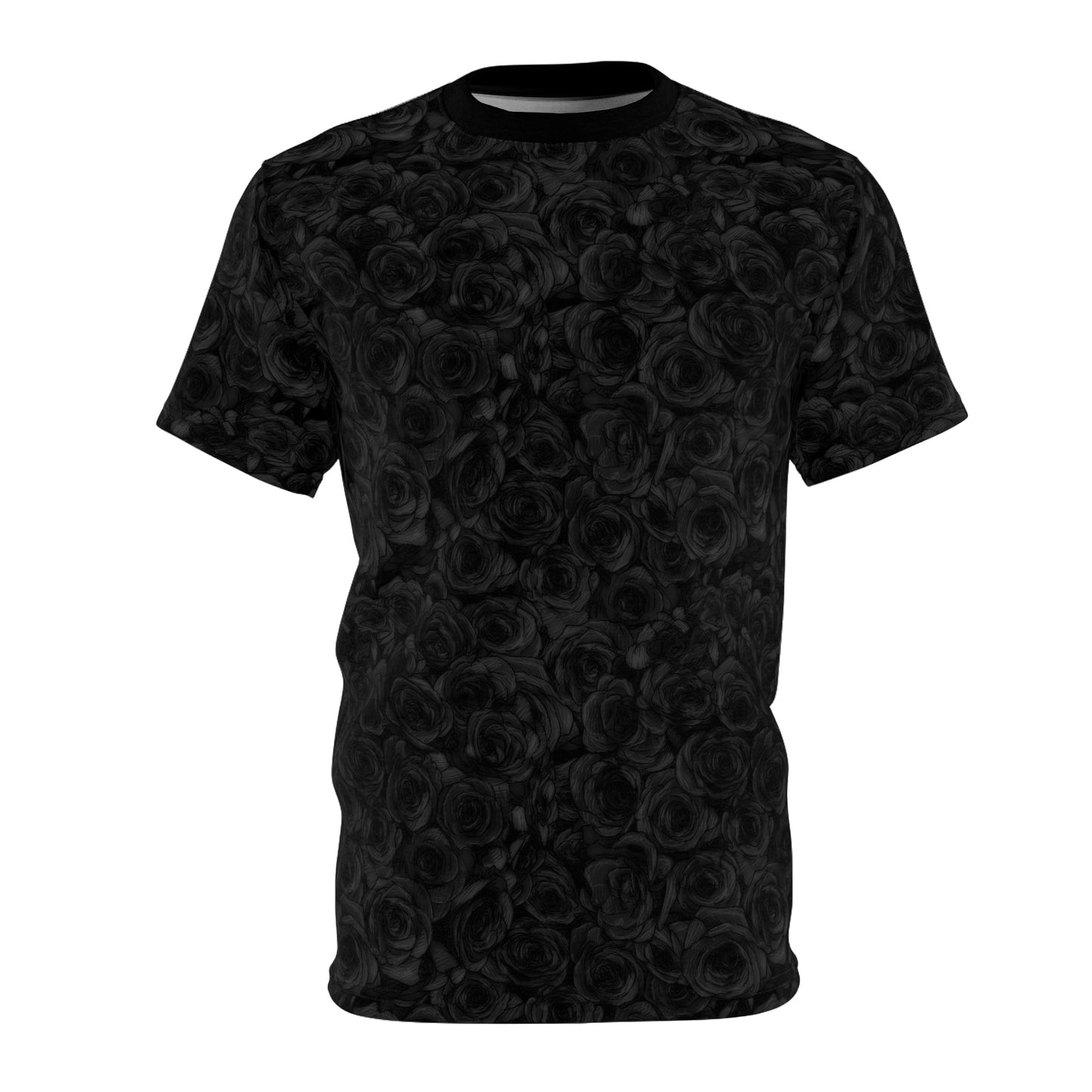 Black Rose Pattern Unisex Cut & Sew Tee (AOP)