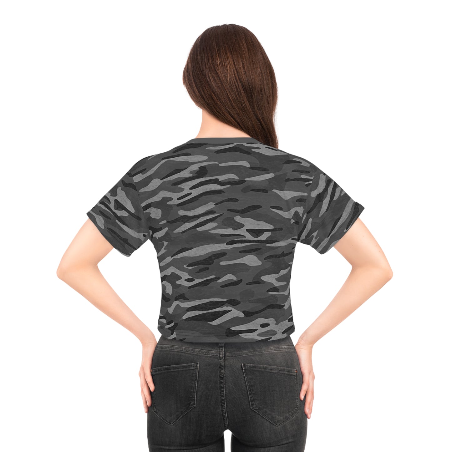 Stripe Camo Dark Gray Crop Tee