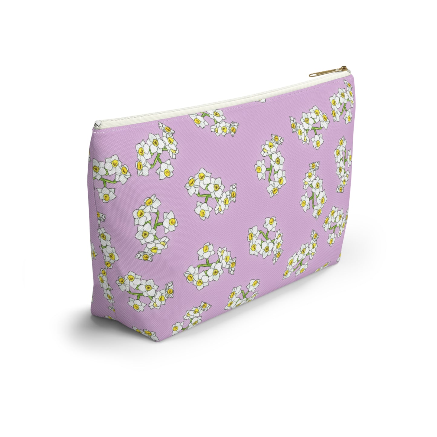 White Daffodil Accessory Pouch w T-bottom