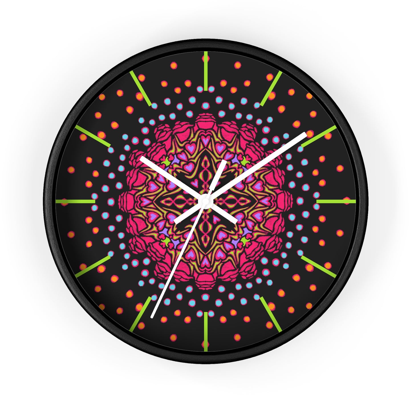 Hearts and Roses Monokai Wall Clock