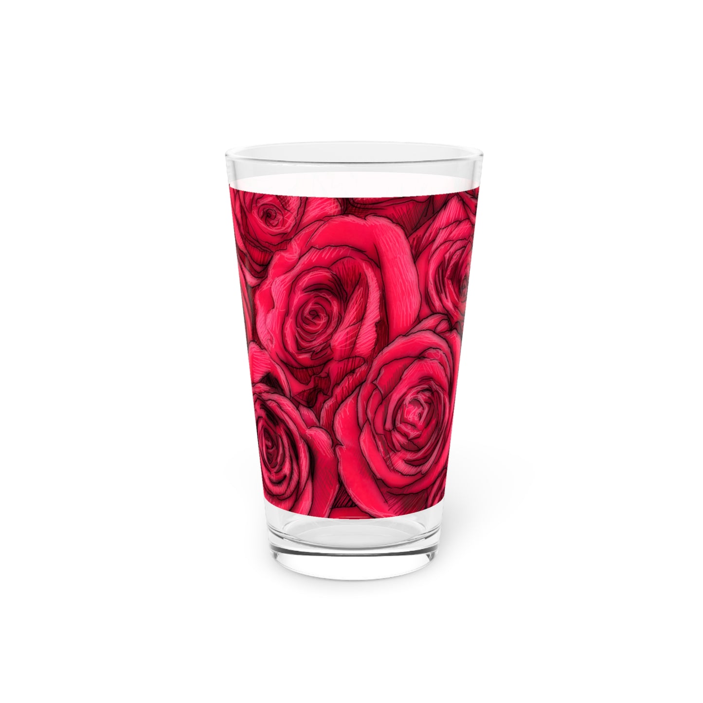 Rose Top Pattern Pint Glass, 16oz