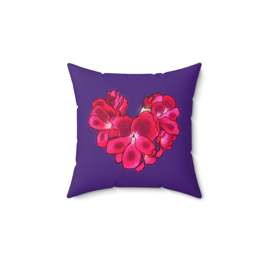 Heart-shaped Tropical Flower Pillow - Spun Polyester Square Pillow