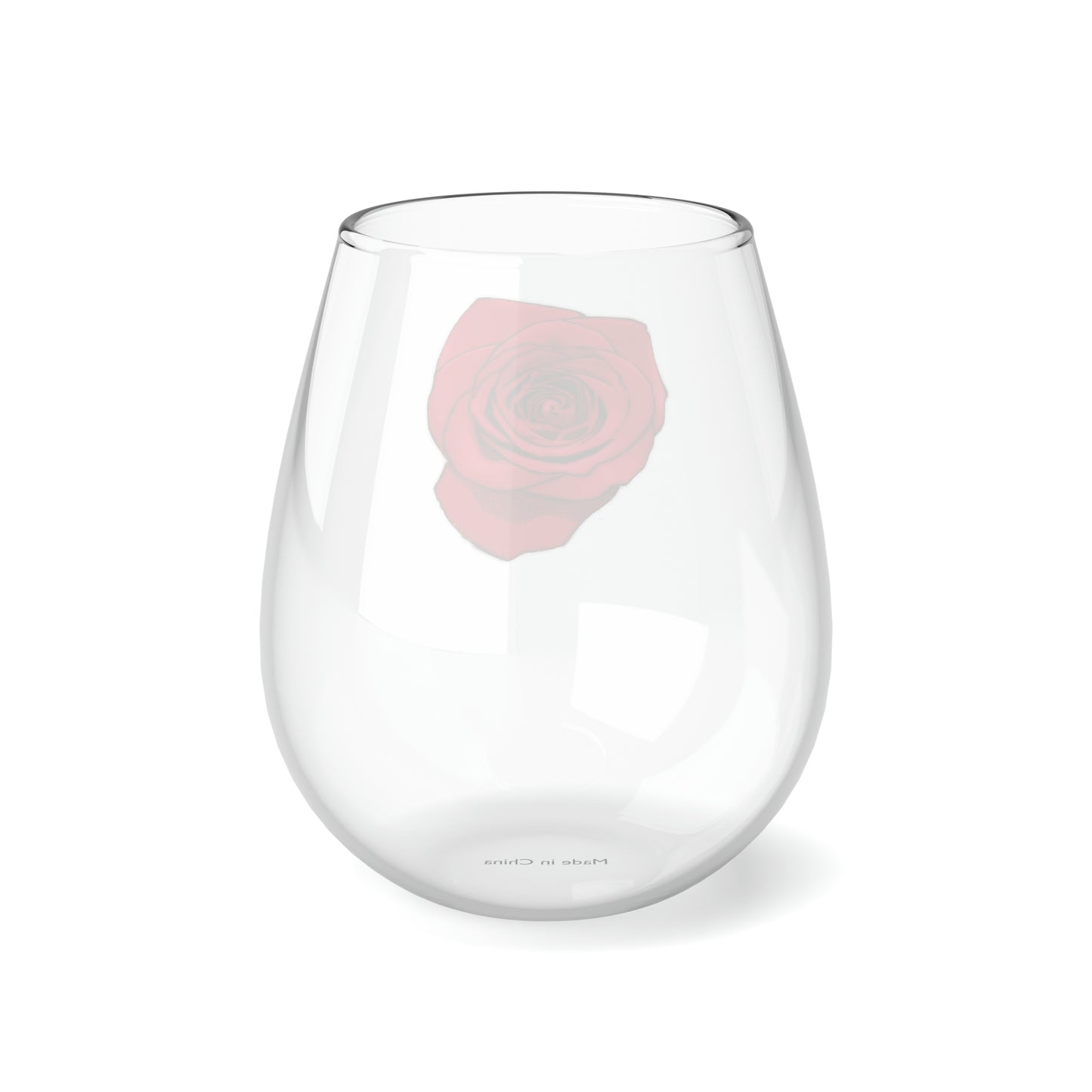 Rose Wine Glass Valentines Gift Idea for Her Red Clear Stemless Wine Glass, 11.75oz