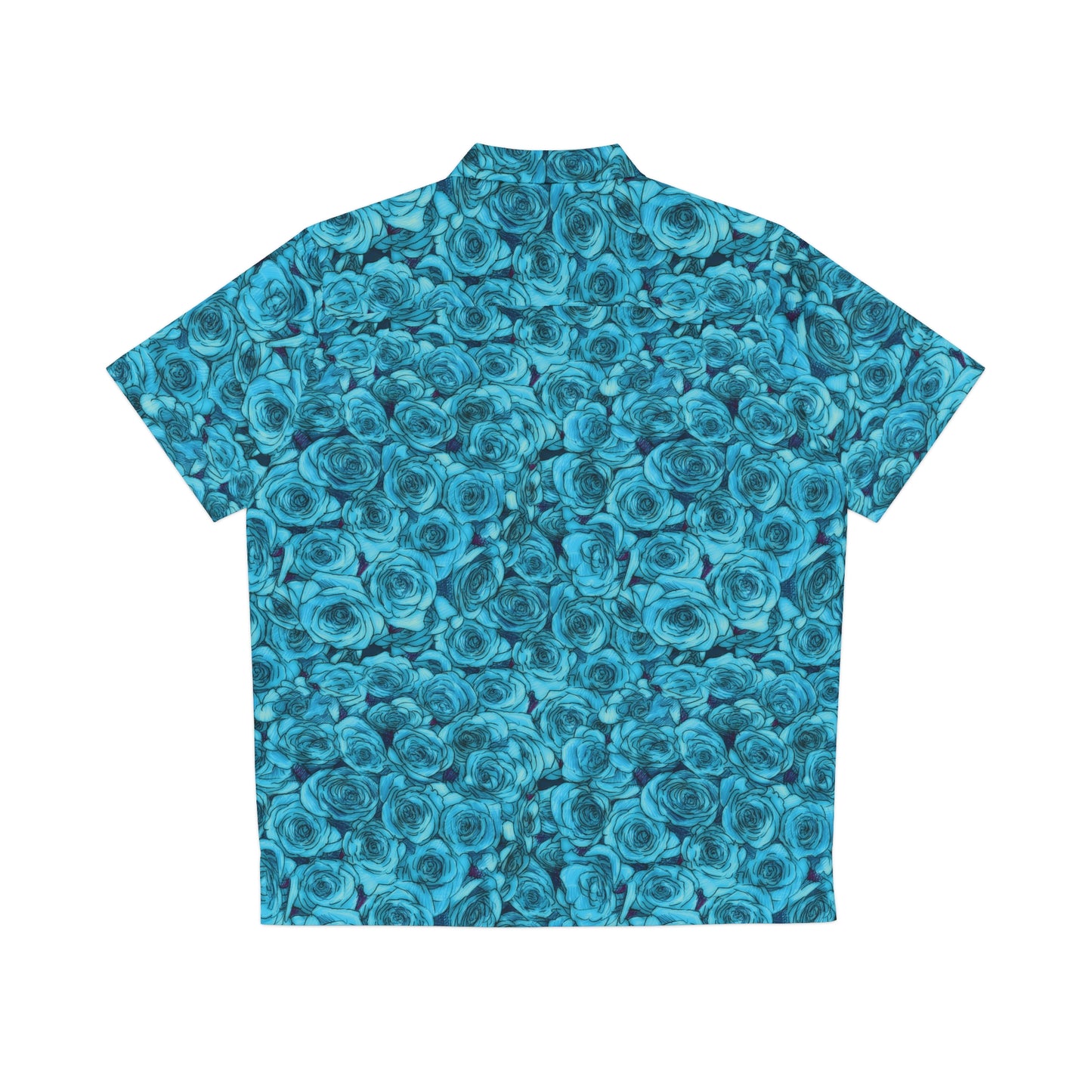 Turquoise Rose Flower Men's Hawaiian Shirt