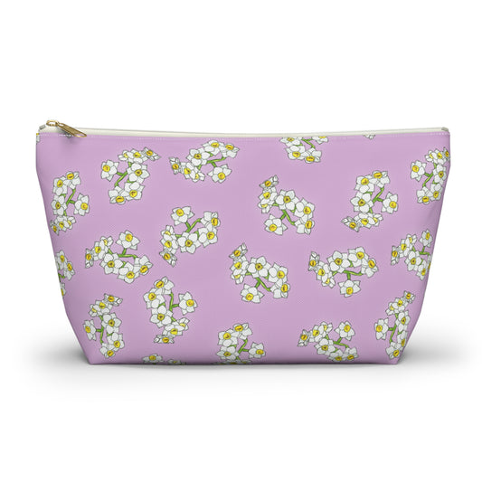 White Daffodil Accessory Pouch w T-bottom