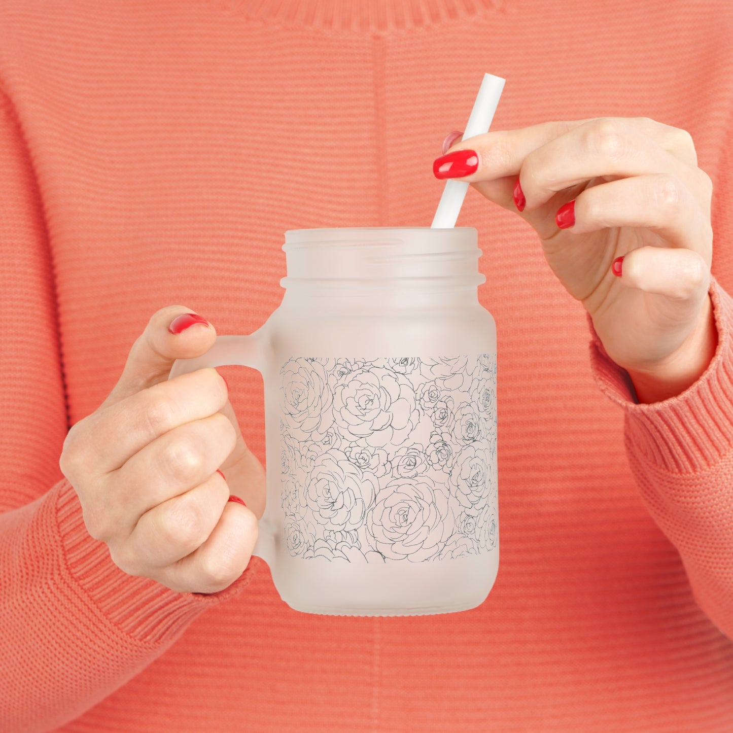 White Succulent Mason Jar