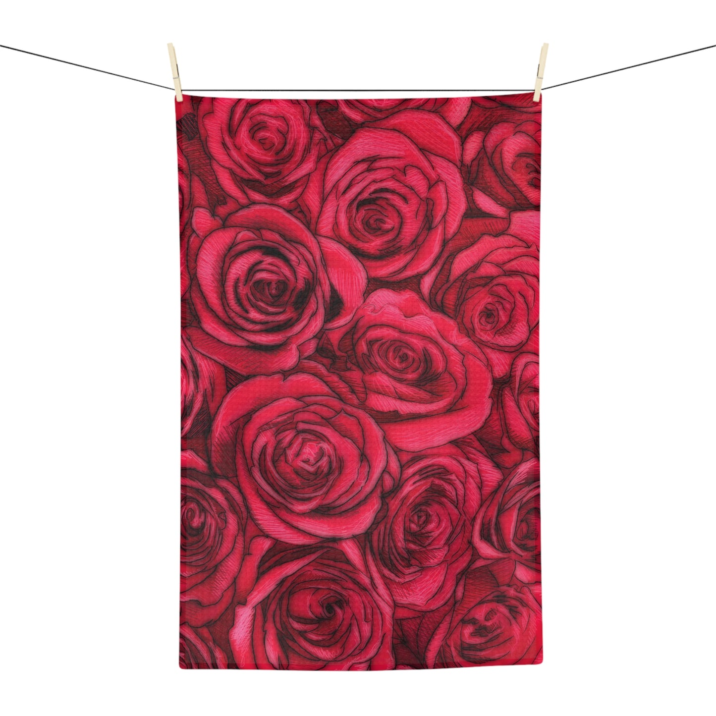 Rose Top Towel Valentines Day Gift Idea for Her Red Rose Microfiber Tea Towel