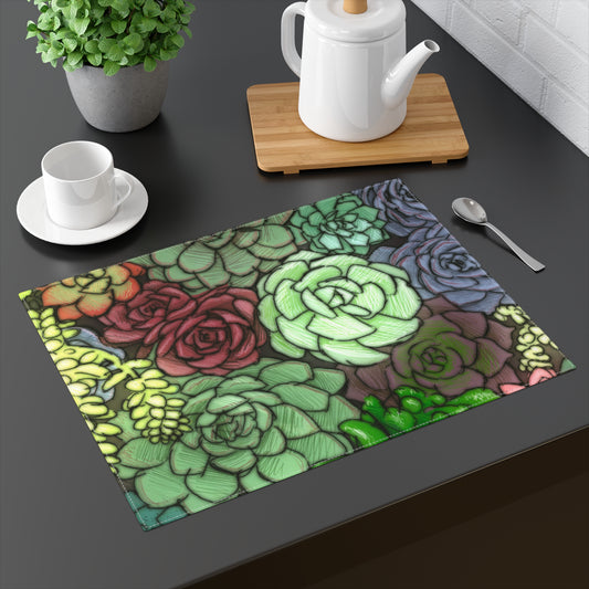 Succulent Placemat, 1pc Gardening Indoor Plant Lover Houseplant Gift Ideas Green Mat