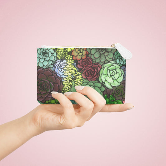 Succulent Pouch Gardening House Plant Indoor Plant Lover Gift Idea Green Mini Clutch Bag