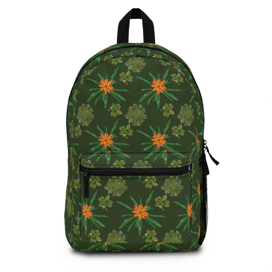 Succulent School Bag Gardening House Plant Indoor Plant Lover Gift Idea Gray Green Backpack