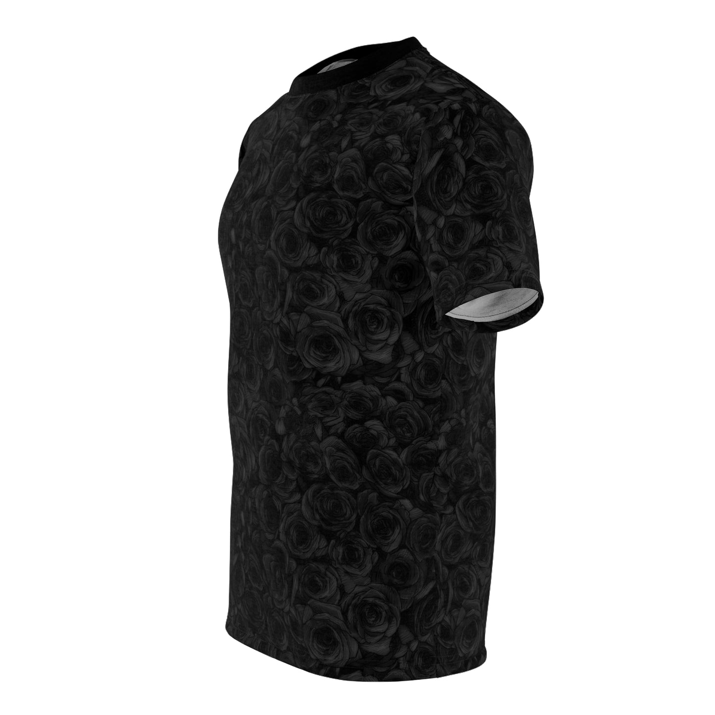 Black Rose Pattern Unisex Cut & Sew Tee (AOP)