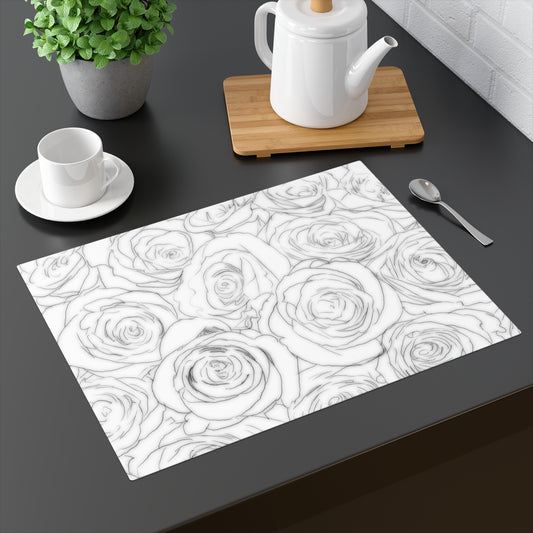 White Rose Placemat, 1pc Valentines Day Anniversary Girlfriend Gift for Her Rose Mat