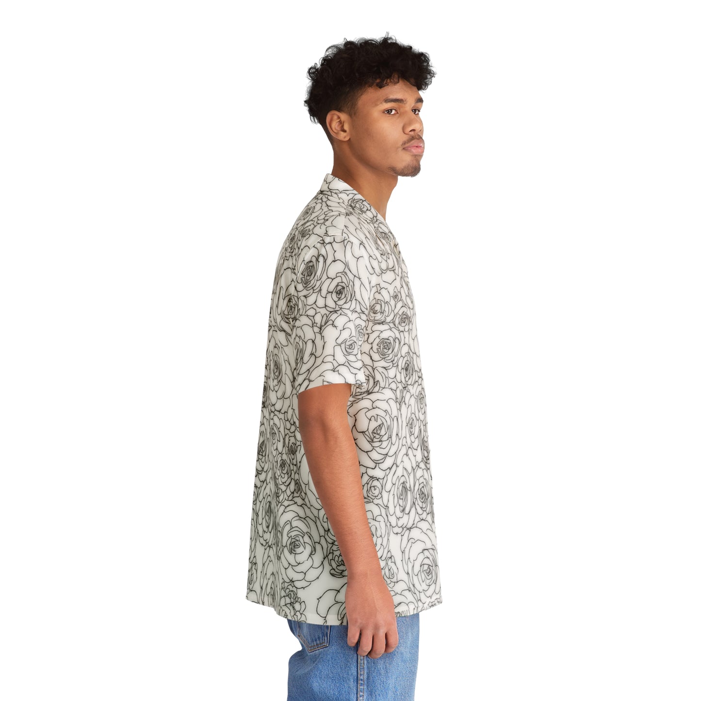 White Succulent Men's Hawaiian Shirt