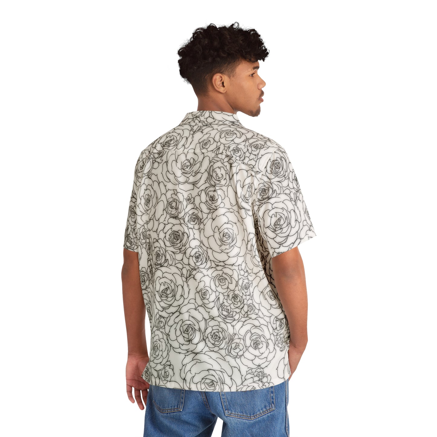 White Succulent Men's Hawaiian Shirt