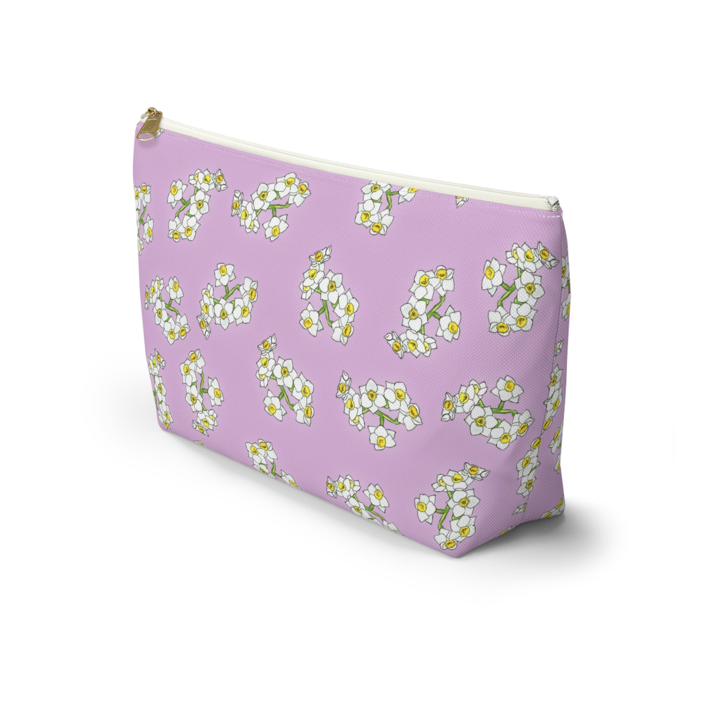 White Daffodil Accessory Pouch w T-bottom