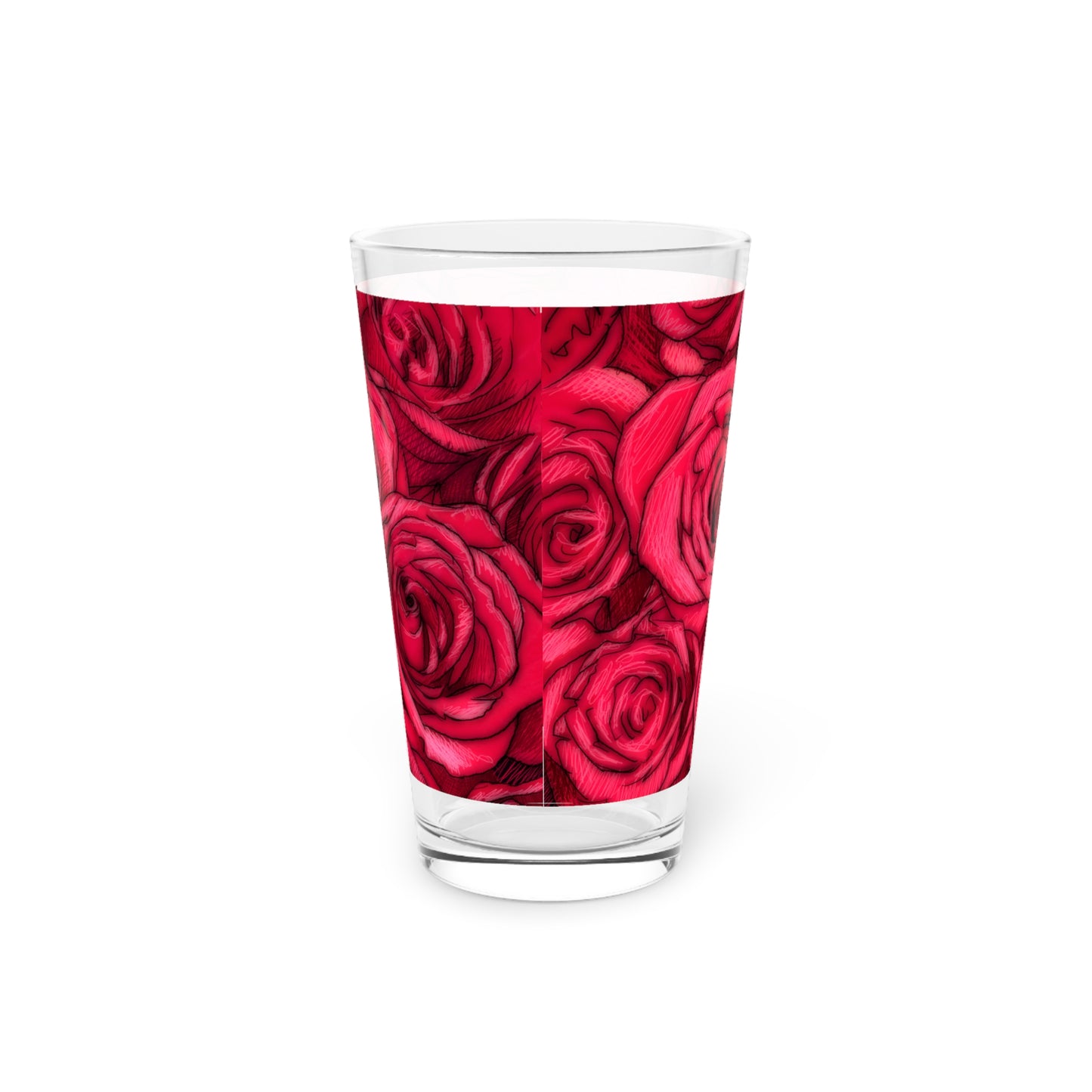 Rose Top Pattern Pint Glass, 16oz