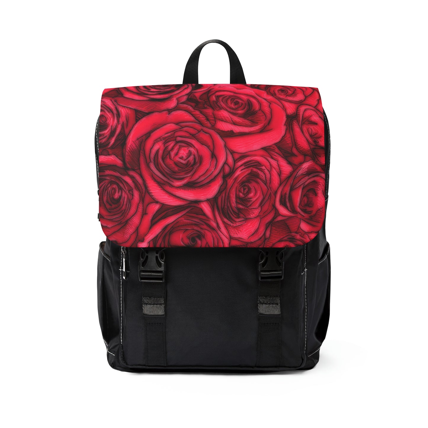 Red Rose Unisex Casual Shoulder Backpack Flower Lover Bag