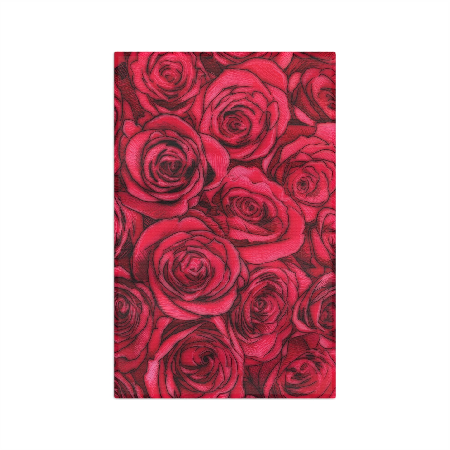 Rose Top Towel Valentines Day Gift Idea for Her Red Rose Microfiber Tea Towel