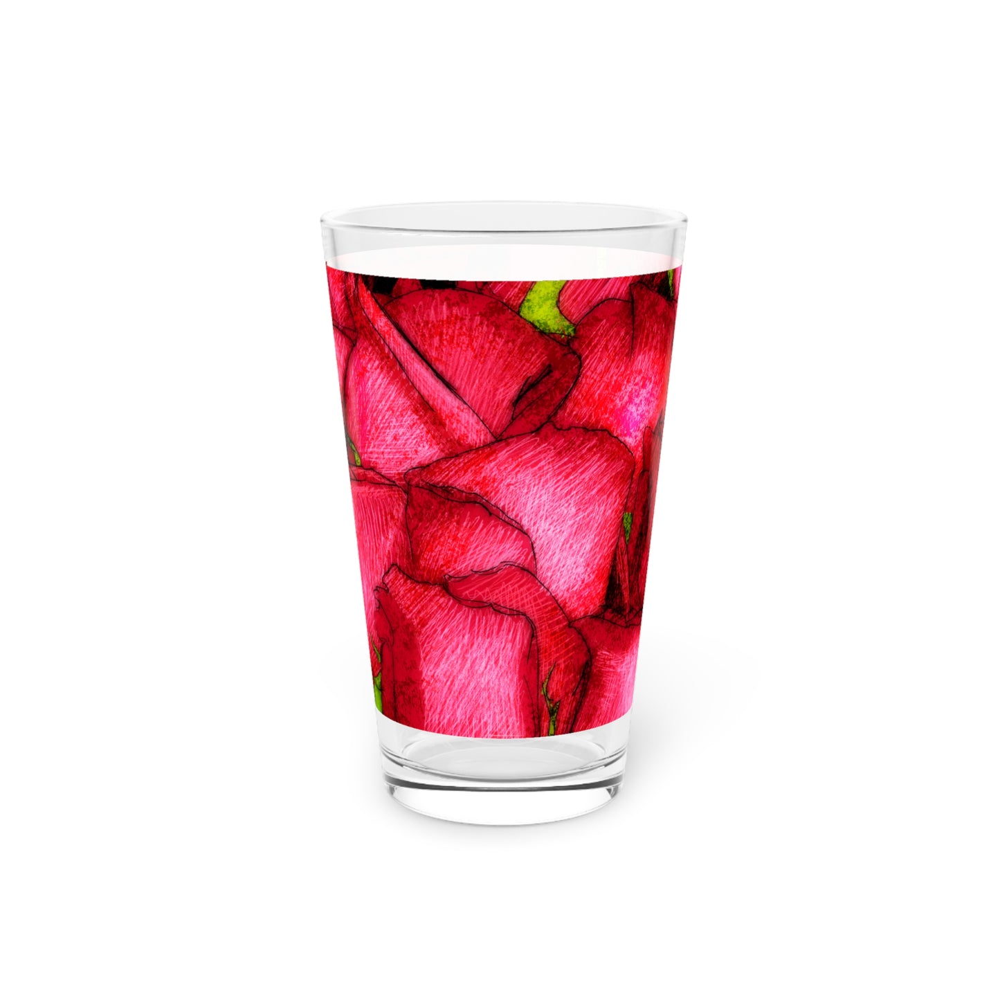 Rose Side Pint Glass, 16oz