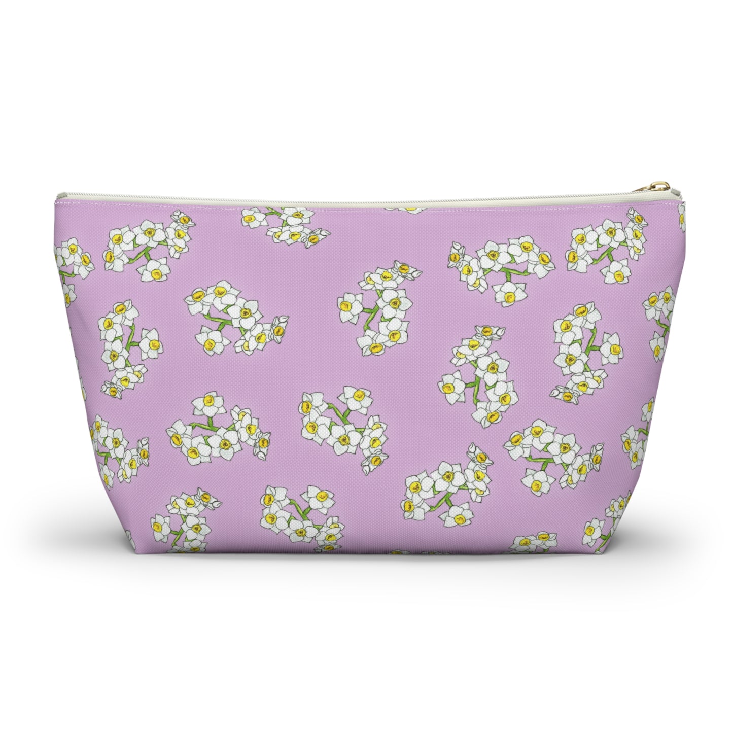 White Daffodil Accessory Pouch w T-bottom