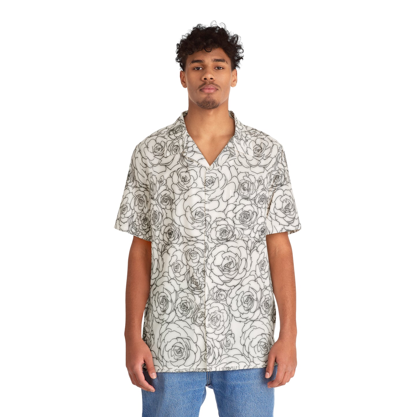 White Succulent Men's Hawaiian Shirt