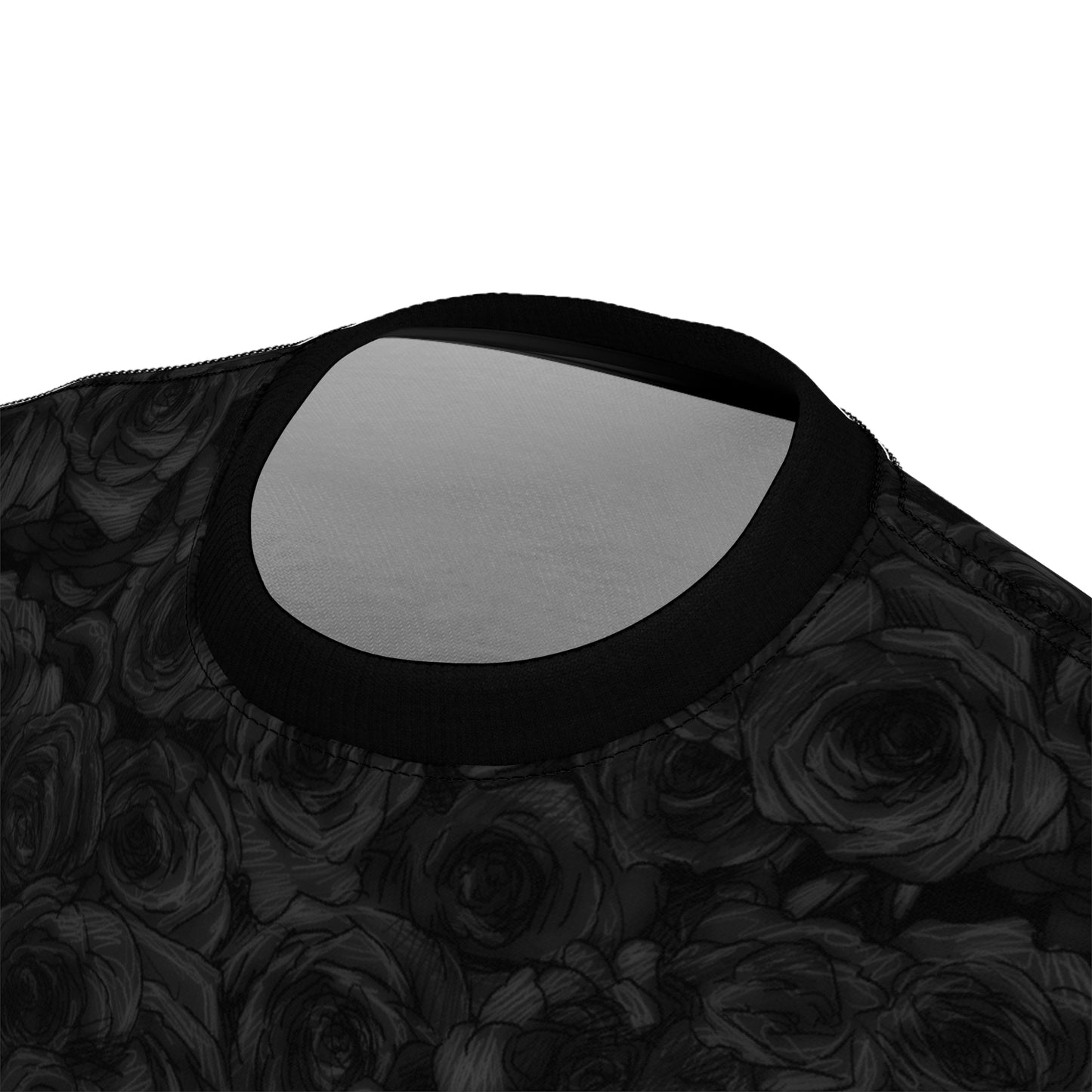 Black Rose Pattern Unisex Cut & Sew Tee (AOP)