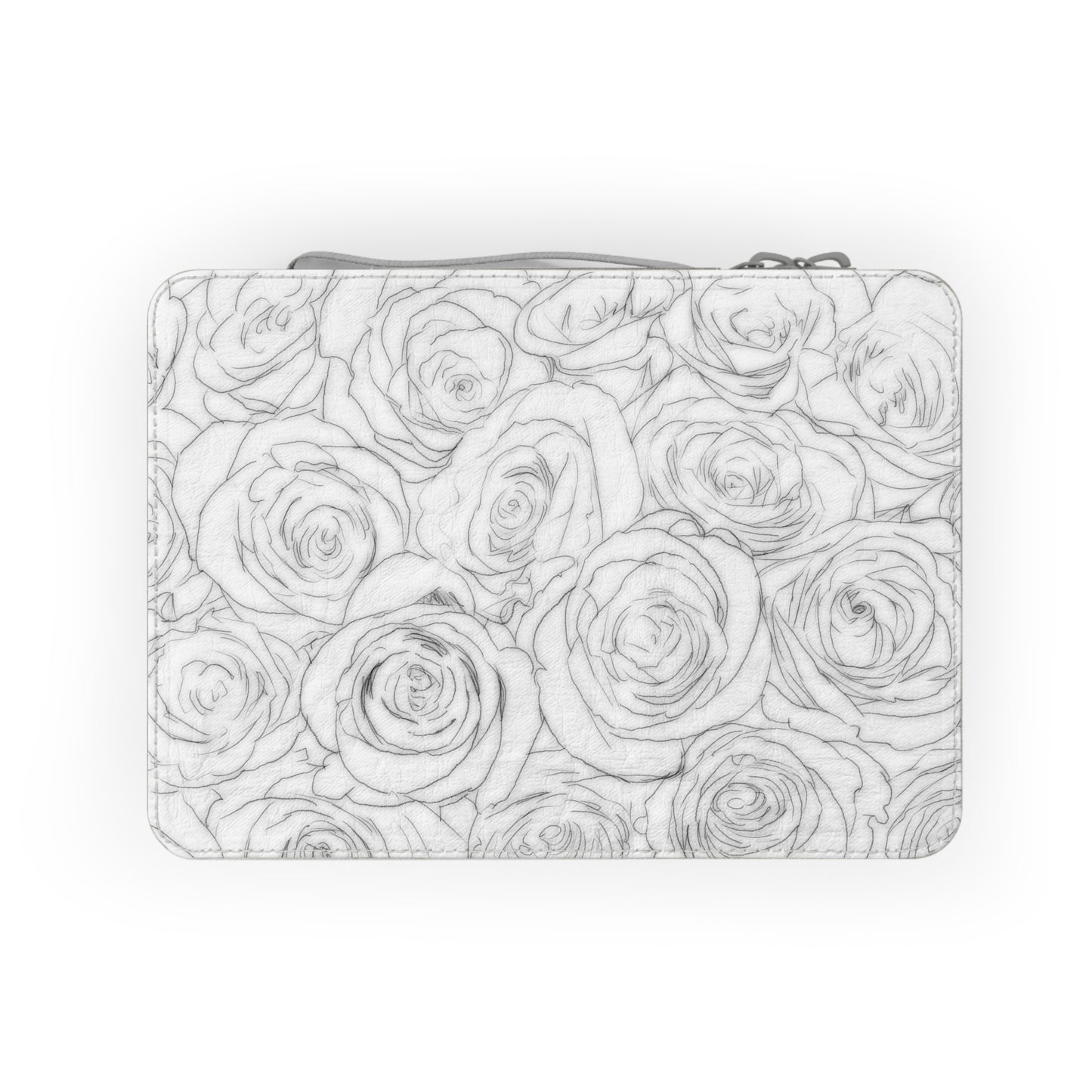 White Rose Pattern Zipper Box Floral Lover Flower Beige Paper Lunch Bag